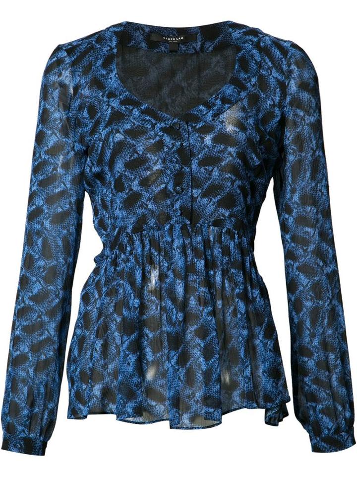 Derek Lam V Neck Blouse, Women's, Size: 48, Blue, Silk