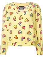 Boutique Moschino Heart Print Blouse, Women's, Size: 40, Yellow/orange, Silk