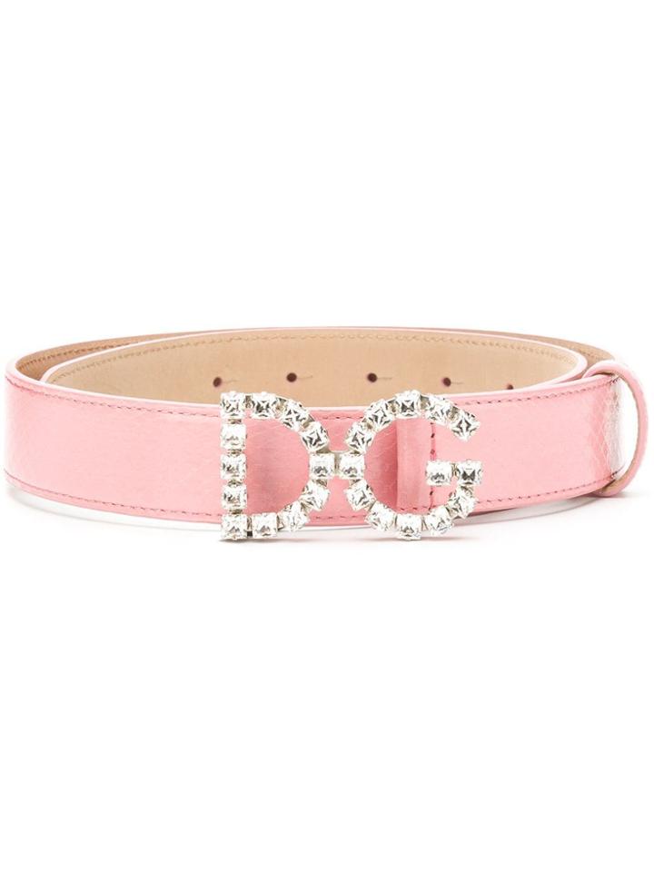 Dolce & Gabbana Crystal Logo Belt - Pink & Purple