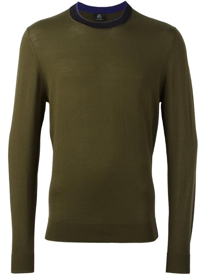 Ps By Paul Smith Crew Neck Pullover, Men's, Size: Medium, Green, Merino