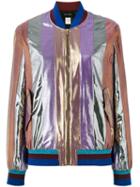 Michel Klein - Metallic (grey) Stripe Bomber - Women - Lurex - 40, Lurex