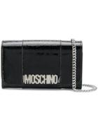 Moschino Foldover Logo Clutch - Black