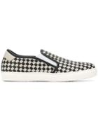 Bottega Veneta Nero/cement Calf Bv Checker Slip-on - White