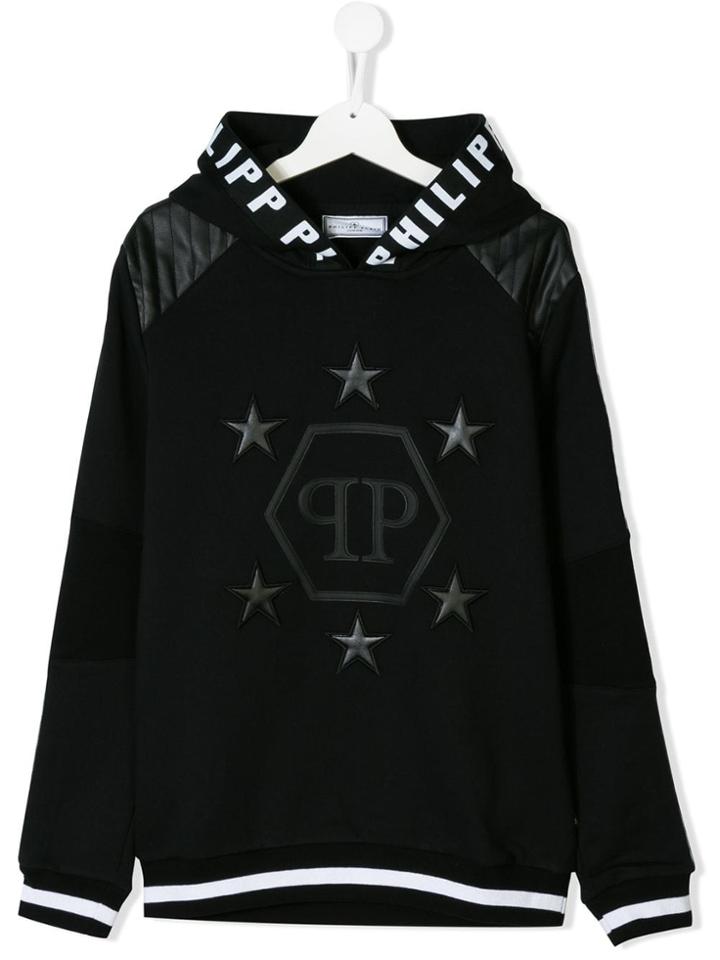 Philipp Plein Junior Teen Long-sleeve Panelled Hoodie - Black