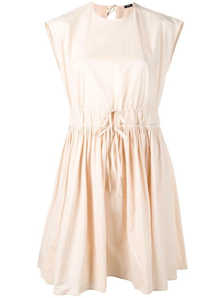 Jil Sander Navy Tie Waist Flared Dress - Neutrals