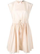 Jil Sander Navy Tie Waist Flared Dress - Neutrals