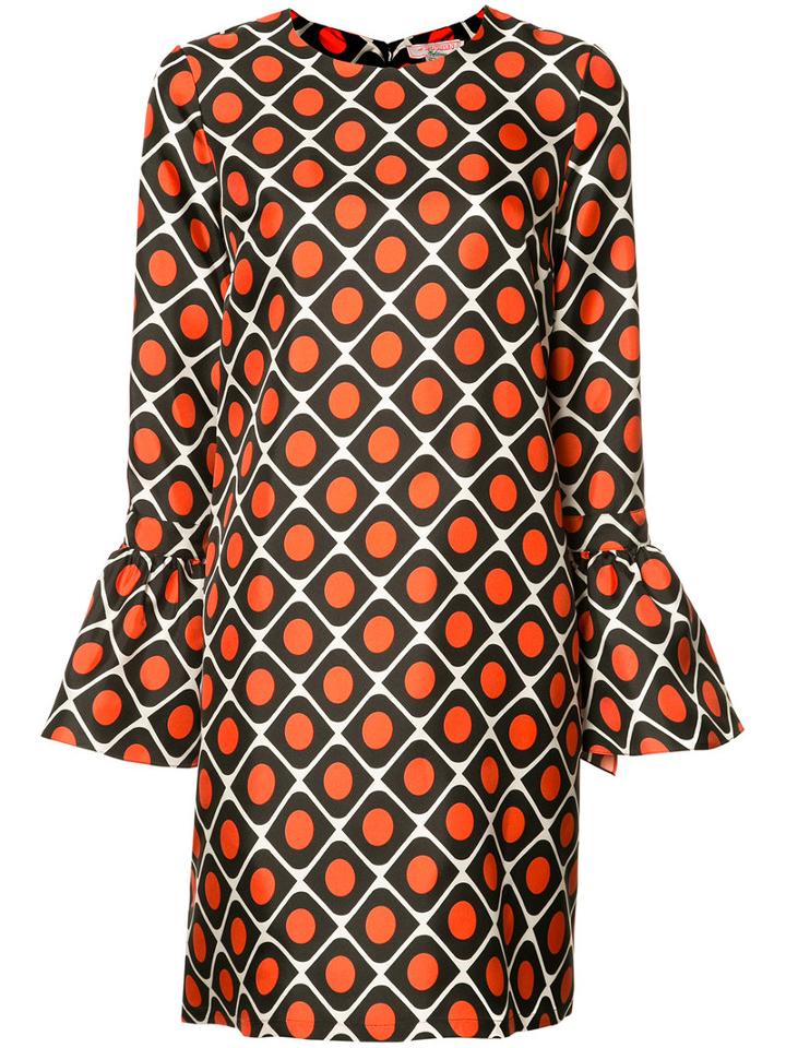 La Double J Bell Sleeve Dress, Women's, Size: Medium, Yellow/orange, Silk