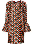 La Double J Bell Sleeve Dress, Women's, Size: Medium, Yellow/orange, Silk