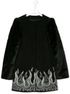 John Richmond Kids Embroidered Hem Coat - Black