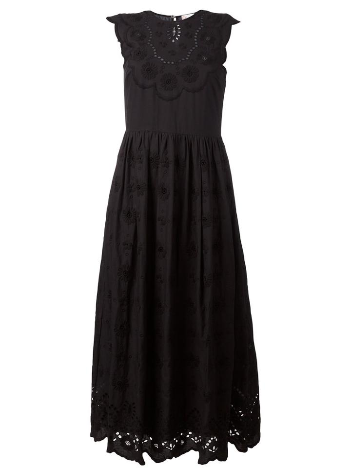 Red Valentino Broderie Anglaise Dress, Women's, Size: 38, Black, Cotton/polyamide/polyester