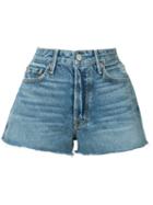 Grlfrnd - Frayed Mini Denim Shorts - Women - Cotton - 24, Blue, Cotton
