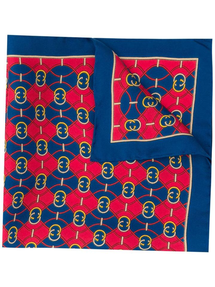 Gucci Interlocking G Rhombus Print Scarf - Blue