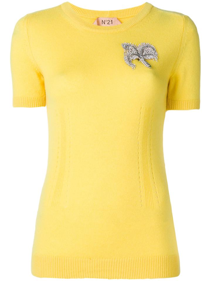No21 Embellished Short-sleeve Sweater - Yellow & Orange