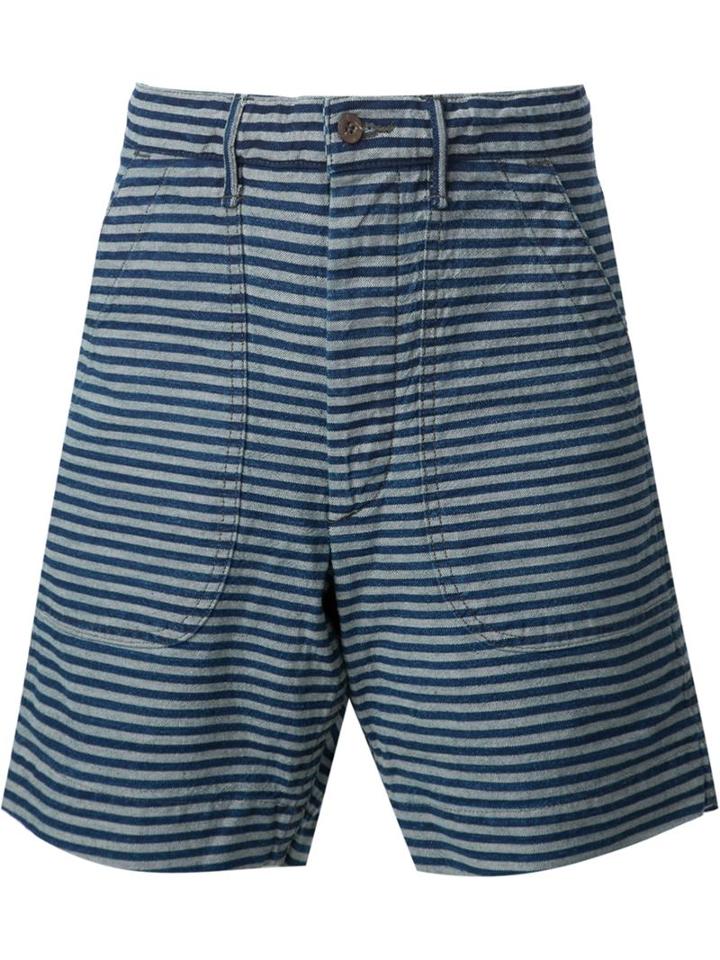 Rrl Striped Bermuda Shorts, Men's, Size: 36, Blue, Cotton