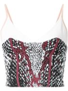 Theatre Products Snakeskin Print Cropped Top, Women's, Black, Rayon/polyester