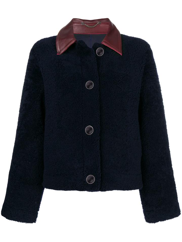 Victoria Beckham Collar Fur Jacket - Blue