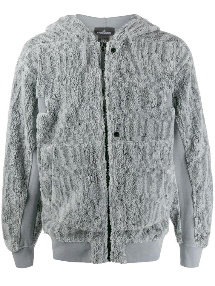 Stone Island Shadow Project Textured Furry Hoodie - Blue