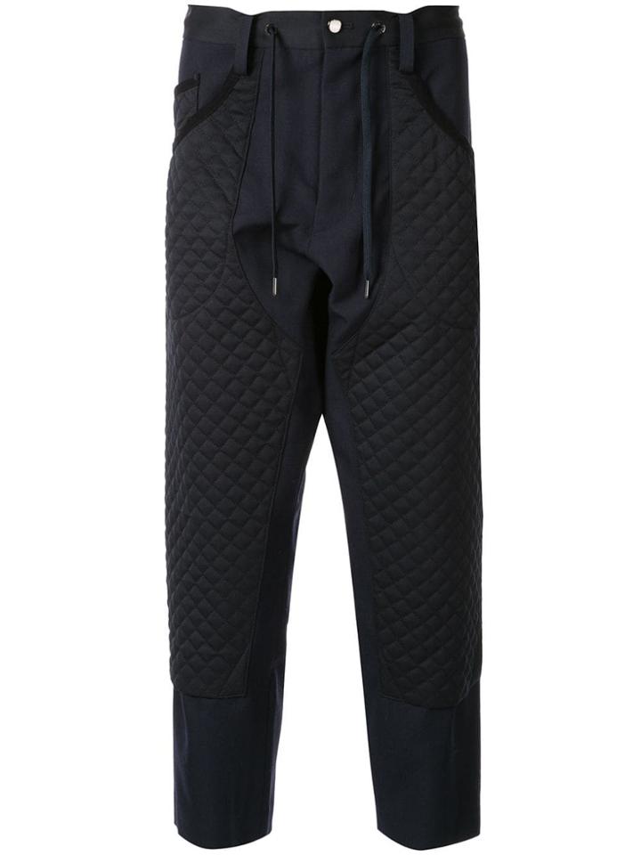 Fumito Ganryu Cropped Straight-leg Trousers - Blue