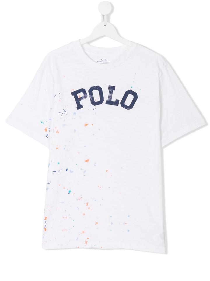 Ralph Lauren Kids Paint Splatter Logo T-shirt - White