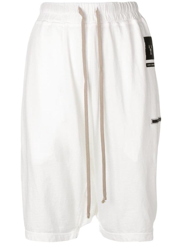 Rick Owens Drkshdw Dropped Crotch Track Shorts - White