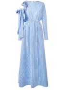 Msgm Striped Long Dress, Women's, Size: 40, Blue, Polyamide/spandex/elastane/cotton
