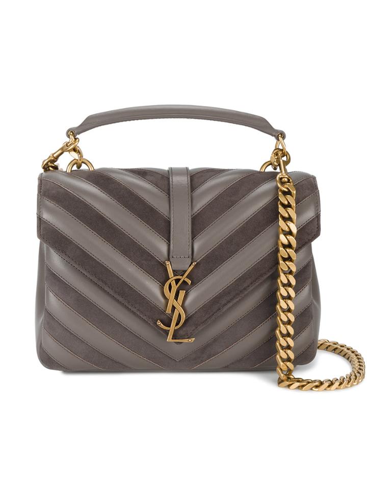 Saint Laurent Medium Grey Leather Collège Monogram Bag