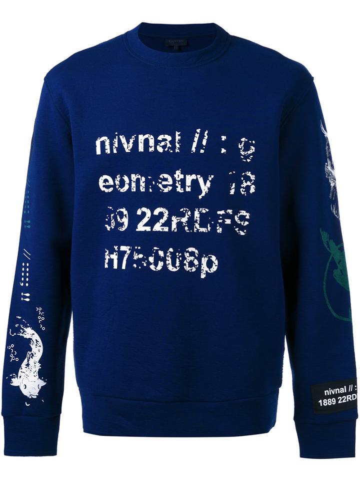 Lanvin Semantics Print Sweatshirt, Men's, Size: Xs, Blue, Cotton/polyamide