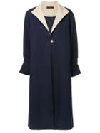 Caban Midi Buttoned Coat - Blue