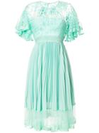 Three Floor Haze Pleat And Lace Dress - Green