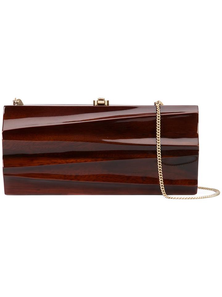 Rocio Milano Clutch, Women's, Brown, Wood
