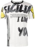 Dolce & Gabbana Sicilia & Lemon Print T-shirt, Men's, Size: 50, White, Cotton