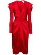 Jonathan Simkhai Ruched Satin Dress - Red