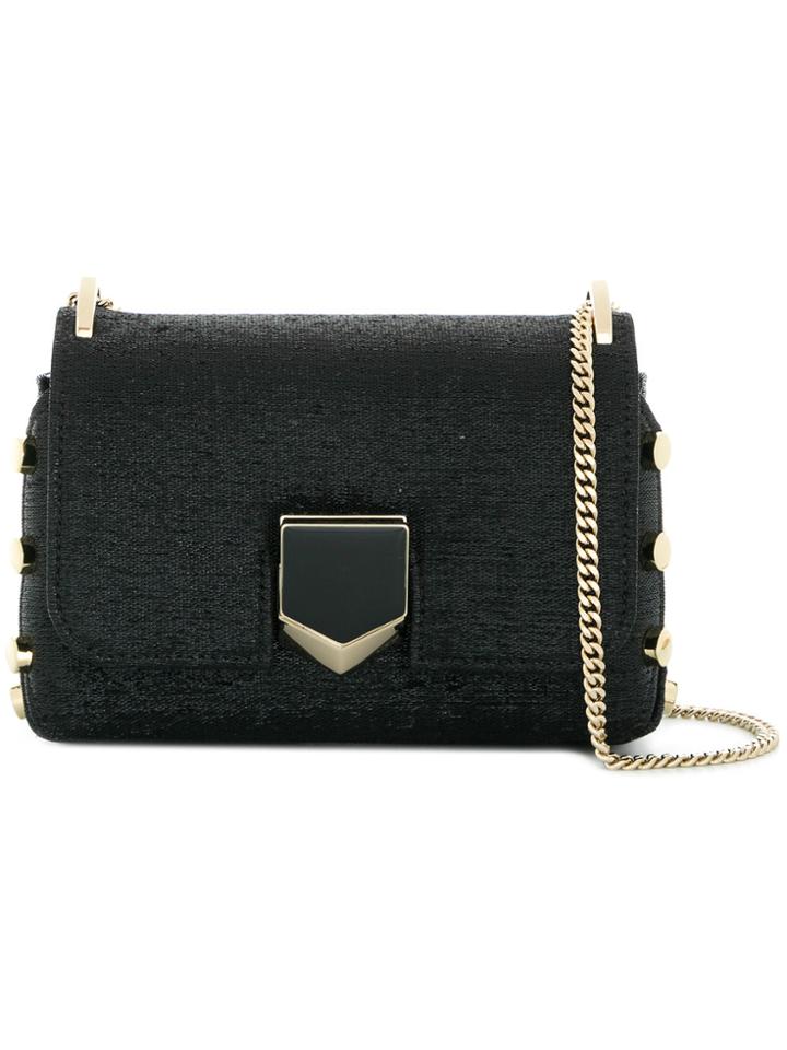 Jimmy Choo Lockett Mini Shiny Wetlook Shoulder Bag - Black