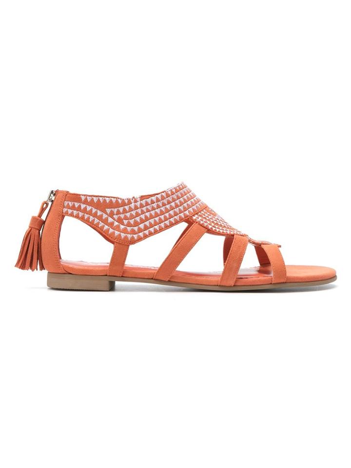 Sarah Chofakian Leather Flat Sandals - Yellow & Orange