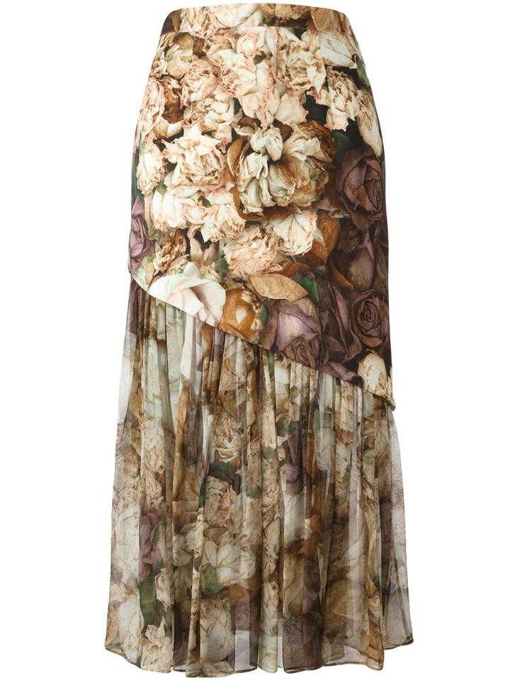 Christopher Kane Floral Print Bias Skirt