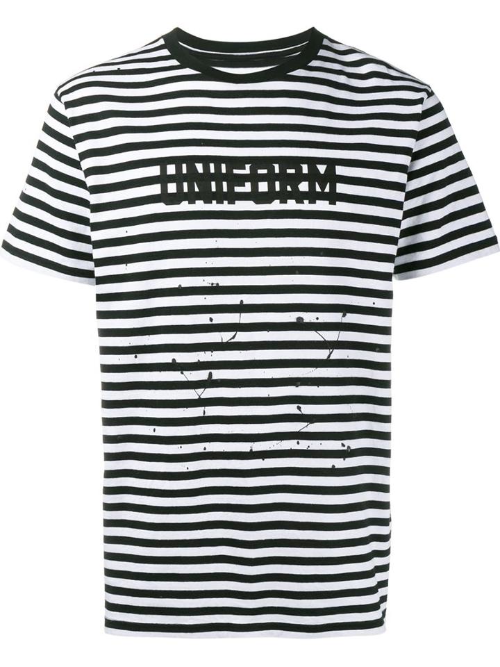 Uniform Experiment Striped T-shirt, Men's, Size: 4, Black, Cotton