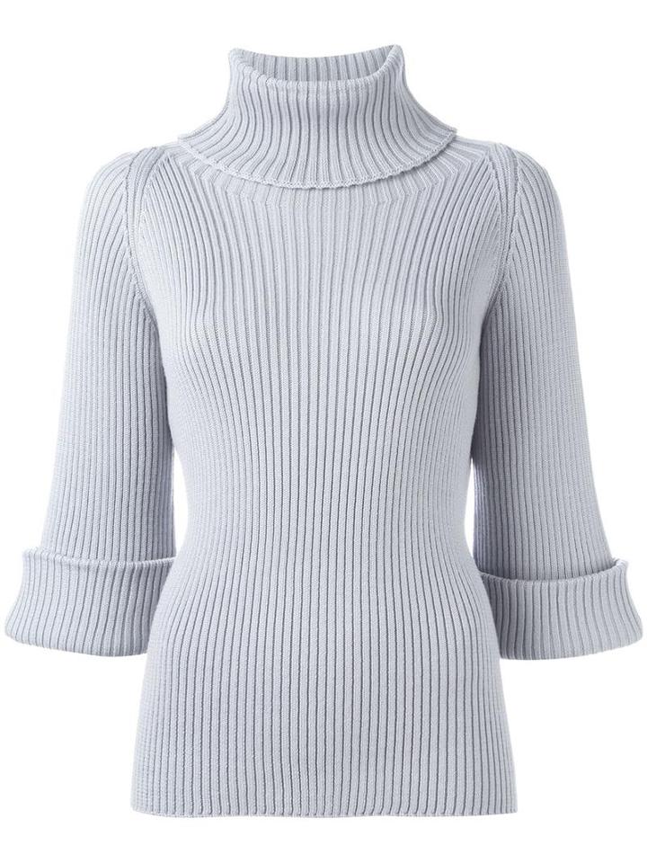 Red Valentino Turtleneck Ribbed Jumper, Women's, Size: Medium, Grey, Wool