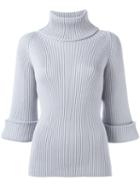 Red Valentino Turtleneck Ribbed Jumper, Women's, Size: Medium, Grey, Wool