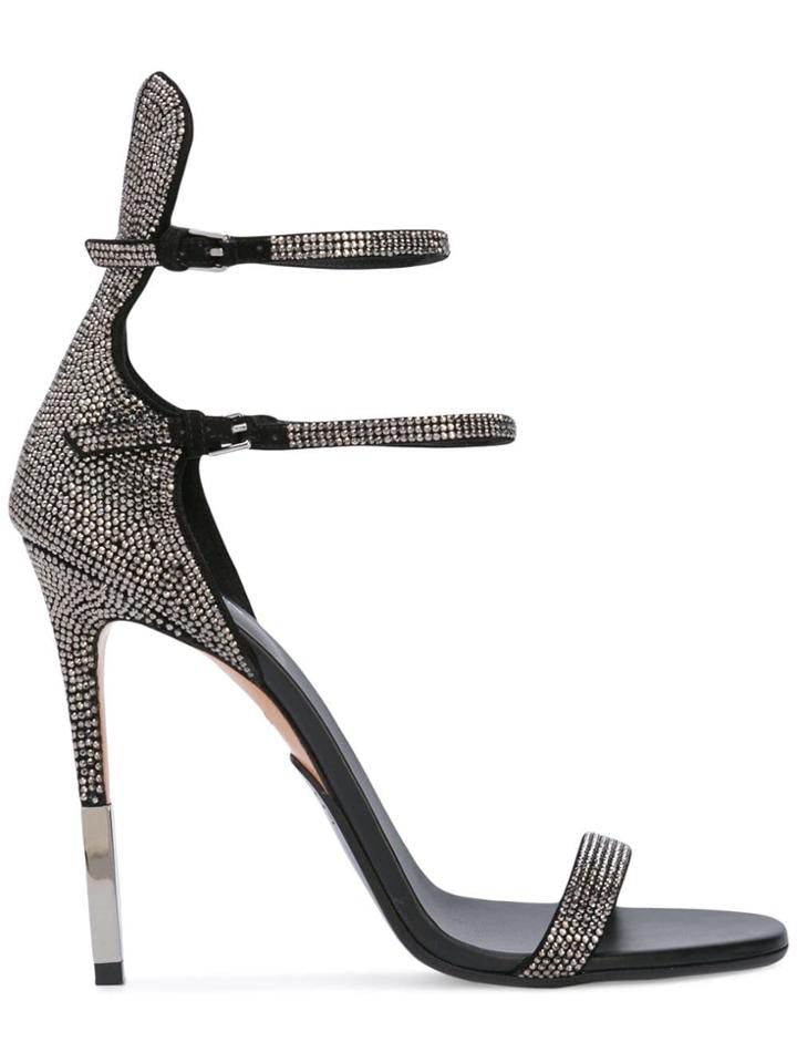 Balmain Crystal Embellished Sandals - Black