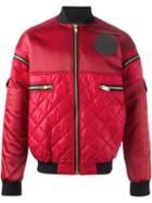 Astrid Andersen Quilted Bomber Jacket, Men's, Size: Small, Red, Polyamide/polyester