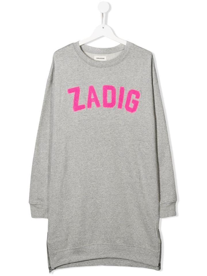 Zadig & Voltaire Kids Logo Patch Sweatshirt Dress - Grey