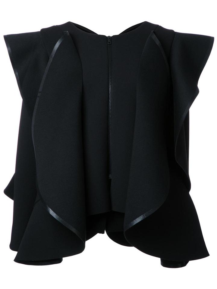 Robert Wun Structured Wide Ruffle Jacket - Black