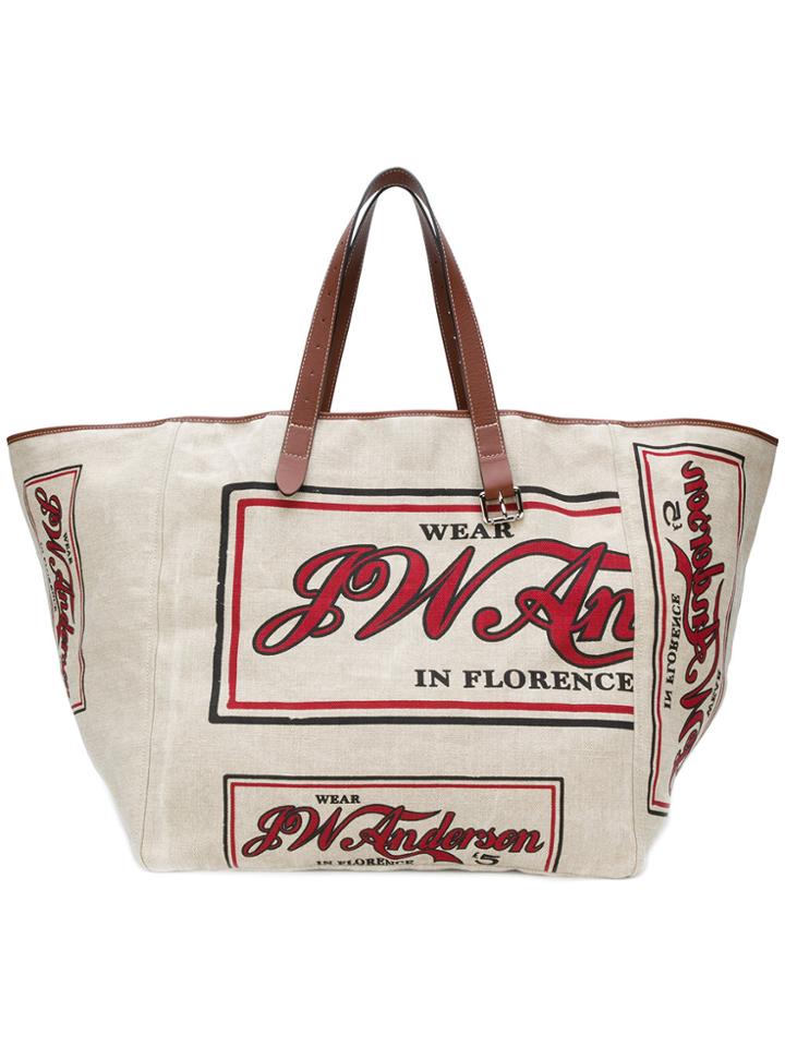 Jw Anderson Oversized Logo Shopper Tote - Nude & Neutrals