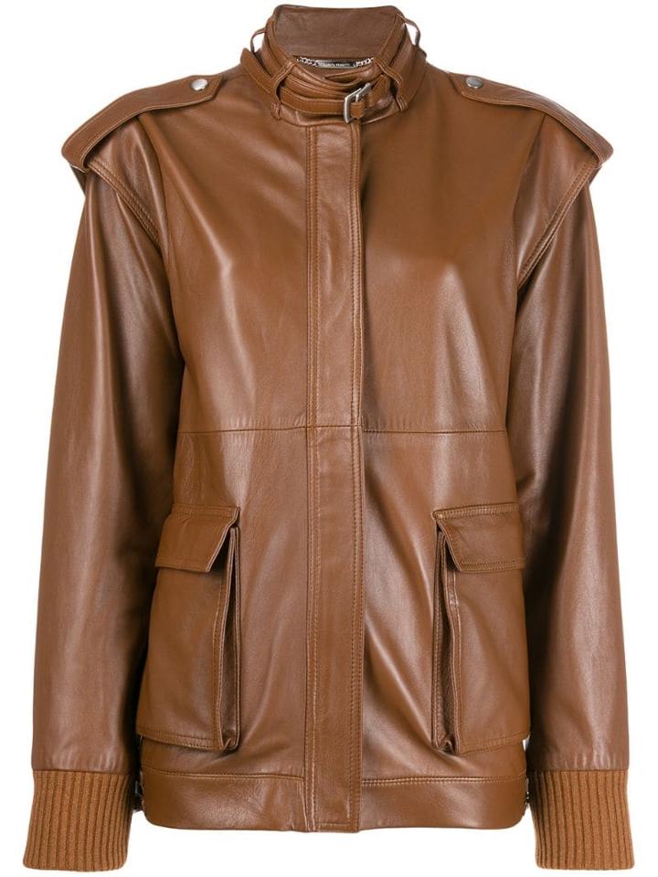 Alberta Ferretti Structured Shoulders Jacket - Brown