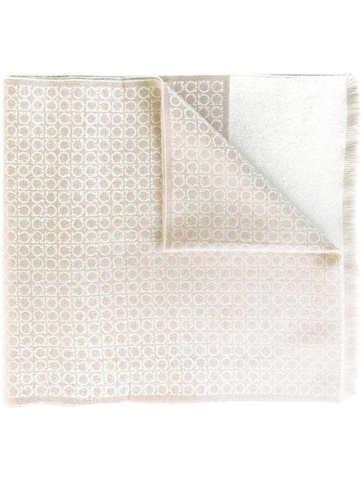 Salvatore Ferragamo Gancio Print Scarf, Men's, Nude/neutrals, Wool