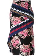Msgm Floral Print Midi Skirt, Women's, Size: 38, Black, Silk