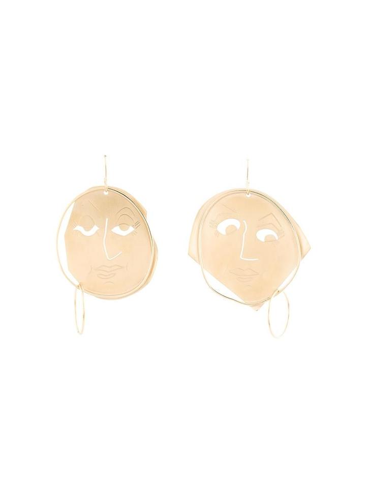 J.w.anderson Moon Face Earrings, Women's, Metallic