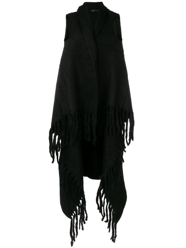Cutuli Cult Oversized Fringed Cape - Black