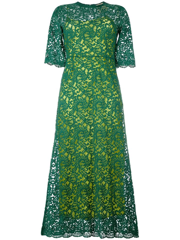 Erika Cavallini Lace Midi Dress, Women's, Size: 42, Green, Cotton/polyamide