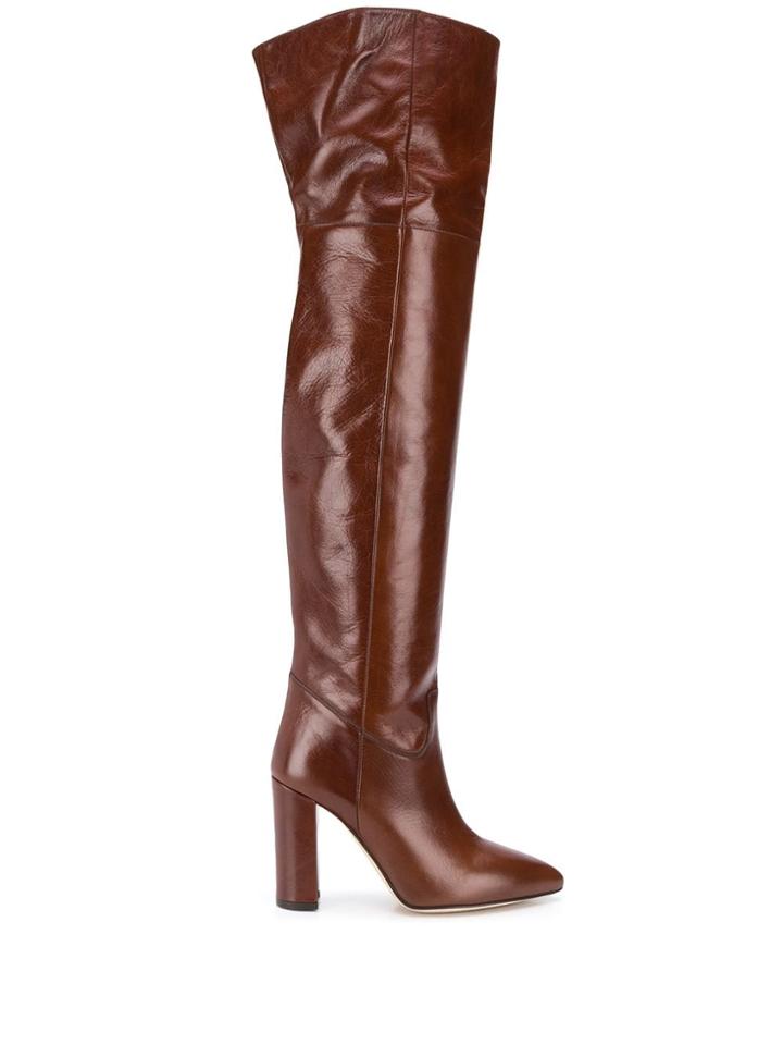 Paris Texas Pointed Toe Knee Length Boots - Brown